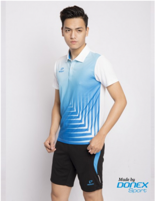 ÁO DONEX 8951 TRẮNG PHỐI XANH CÔ BAN CHÍNH HÃNG